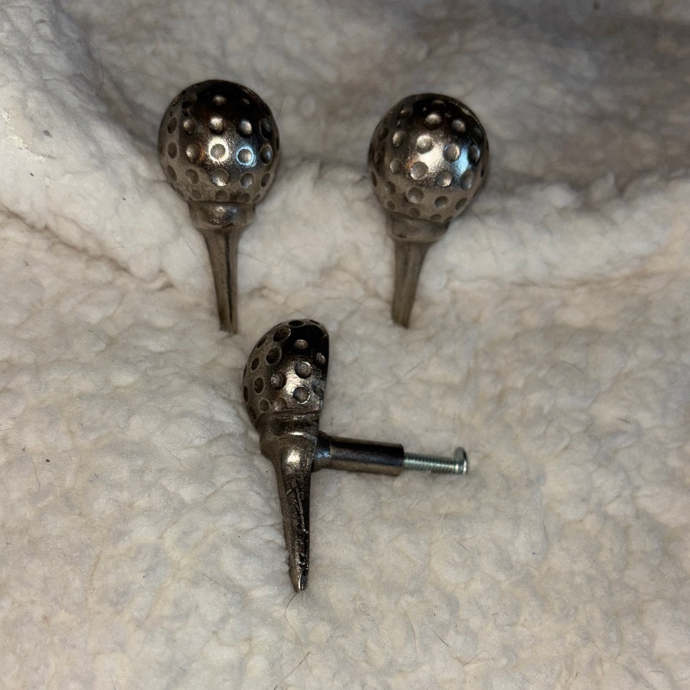 Elegant Silver Textured Knob Trio